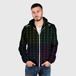 Ветровка с капюшоном мужская Color black multicolored stripes, цвет: 3D-белый — фото 2