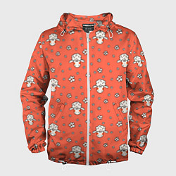 Ветровка с капюшоном мужская Овечки в цветочках, цвет: 3D-белый