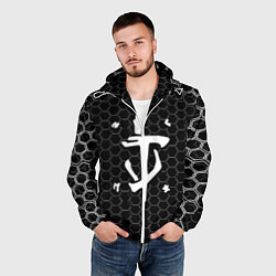 Ветровка с капюшоном мужская Doom соты текстура, цвет: 3D-белый — фото 2