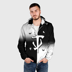 Ветровка с капюшоном мужская Doom black geometry, цвет: 3D-белый — фото 2