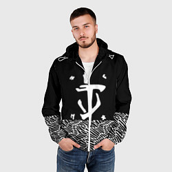 Ветровка с капюшоном мужская Doom геометрия линии, цвет: 3D-белый — фото 2