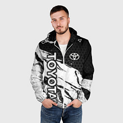 Ветровка с капюшоном мужская Toyota - черный и белый, цвет: 3D-белый — фото 2