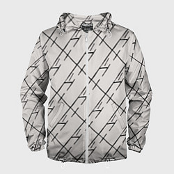 Ветровка с капюшоном мужская Три буквы: паттерн на бежевом, цвет: 3D-белый