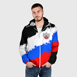 Ветровка с капюшоном мужская Федерация бокса России - триколор, цвет: 3D-белый — фото 2
