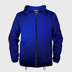 Ветровка с капюшоном мужская Синий с затемнением текстура, цвет: 3D-черный