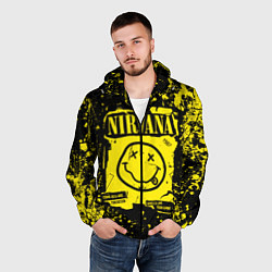 Ветровка с капюшоном мужская Nirvana smile 1987, цвет: 3D-черный — фото 2