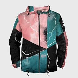 Ветровка с капюшоном мужская Абстракция звёдного неба и молнии, цвет: 3D-черный