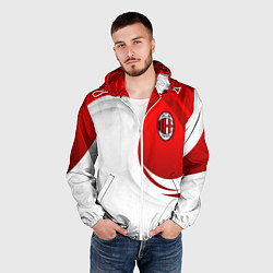 Ветровка с капюшоном мужская ФК Милан - белый и красный, цвет: 3D-белый — фото 2