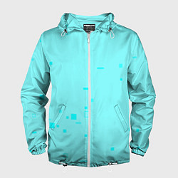 Ветровка с капюшоном мужская Color light blue shapes, цвет: 3D-белый