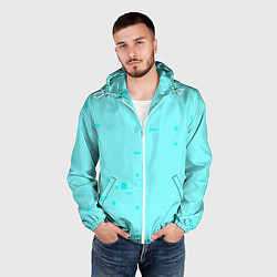 Ветровка с капюшоном мужская Color light blue shapes, цвет: 3D-белый — фото 2