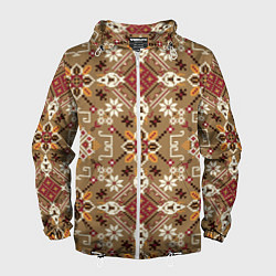 Ветровка с капюшоном мужская Традиционные славянские узоры, цвет: 3D-белый