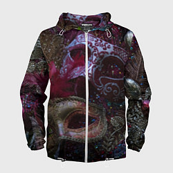 Ветровка с капюшоном мужская Театральные маски, цвет: 3D-белый