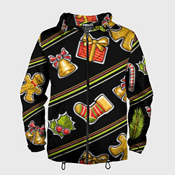 Ветровка с капюшоном мужская Рождественский дух, цвет: 3D-черный