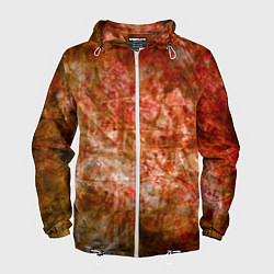 Ветровка с капюшоном мужская Абстракция - bright red, цвет: 3D-белый
