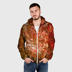 Ветровка с капюшоном мужская Абстракция - bright red, цвет: 3D-белый — фото 2