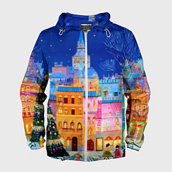 Мужская ветровка Разноцветные новогодние домики