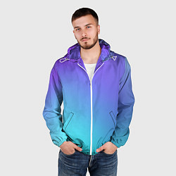 Ветровка с капюшоном мужская Color multi-colored gradient, цвет: 3D-белый — фото 2