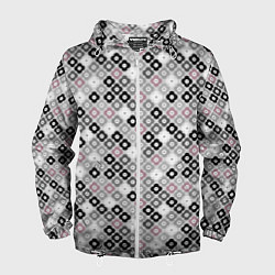 Мужская ветровка Цветочный серо-розовый узор ретро