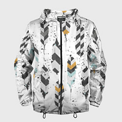 Ветровка с капюшоном мужская Перья, цвет: 3D-черный