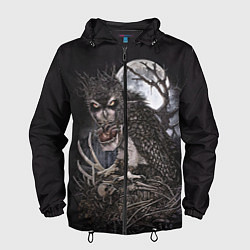 Ветровка с капюшоном мужская Ночной охотник, цвет: 3D-черный