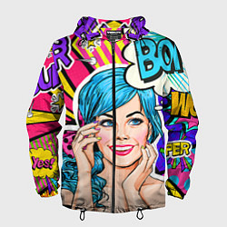 Ветровка с капюшоном мужская Pop art, цвет: 3D-черный