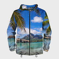 Ветровка с капюшоном мужская Бора-Бора, цвет: 3D-черный