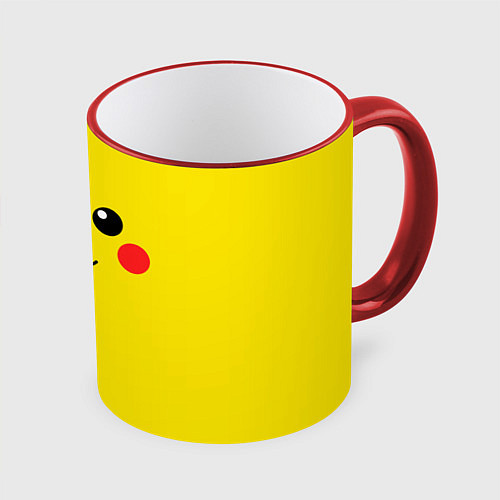 Кружка цветная Happy Pikachu / 3D-Красный кант – фото 1
