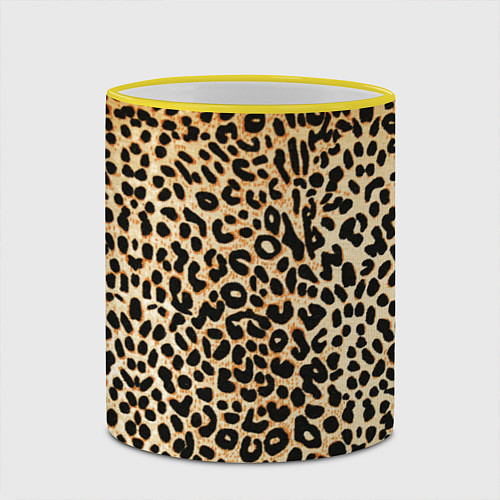 Кружка цветная Гепард (шкура) / 3D-Желтый кант – фото 2