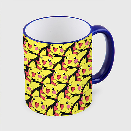 Кружка цветная Pikachu / 3D-Синий кант – фото 1