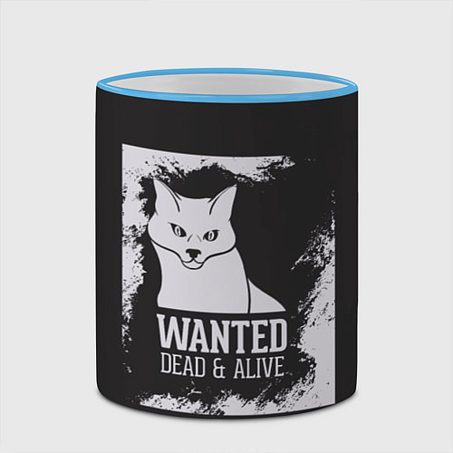 Кружка цветная Wanted Cat / 3D-Небесно-голубой кант – фото 2