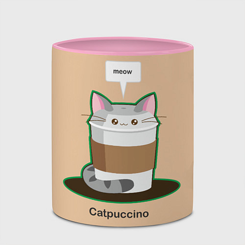 Кружка цветная Catpuccino / 3D-Белый + розовый – фото 2
