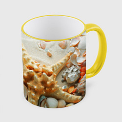 Кружка 3D Морские ракушки, цвет: 3D-желтый кант