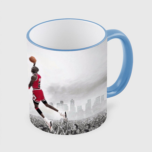 Кружка цветная Michael Jordan NBA / 3D-Небесно-голубой кант – фото 1