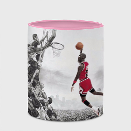 Кружка цветная Michael Jordan NBA / 3D-Белый + розовый – фото 2