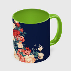 Кружка 3D Fashion flowers, цвет: 3D-белый + светло-зеленый