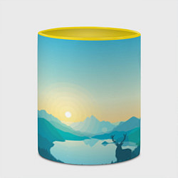 Кружка 3D Олень у озера, цвет: 3D-белый + желтый — фото 2