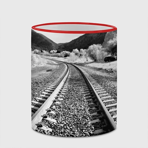 Кружка цветная Железная дорога / 3D-Красный кант – фото 2