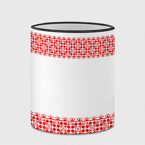 Кружка цветная Славянский орнамент (на белом) / 3D-Черный кант – фото 2