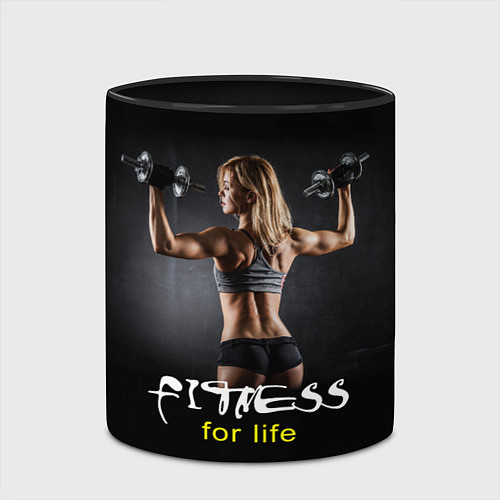 Кружка цветная Fitness for life / 3D-Белый + черный – фото 2