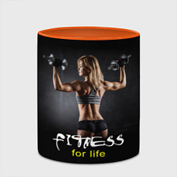 Кружка 3D Fitness for life, цвет: 3D-белый + оранжевый — фото 2