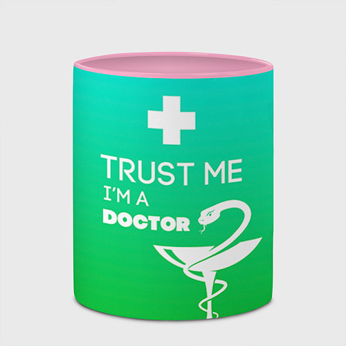 Кружка цветная Trust me, i'm a doctor / 3D-Белый + розовый – фото 2