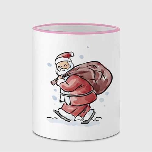 Кружка цветная Дед мороз / 3D-Розовый кант – фото 2