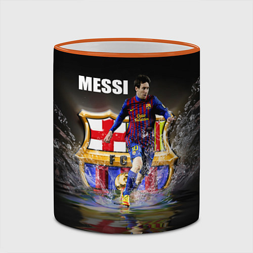 Кружка цветная Messi FCB / 3D-Оранжевый кант – фото 2