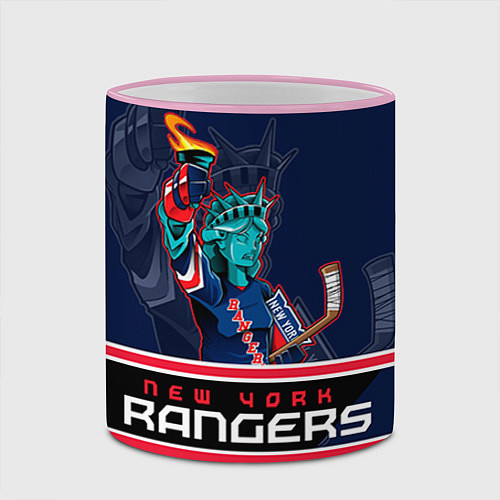 Кружка цветная New York Rangers / 3D-Розовый кант – фото 2