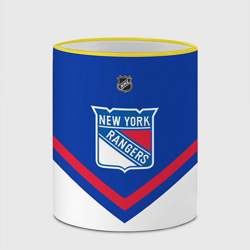 Кружка цветная NHL: New York Rangers / 3D-Желтый кант – фото 2
