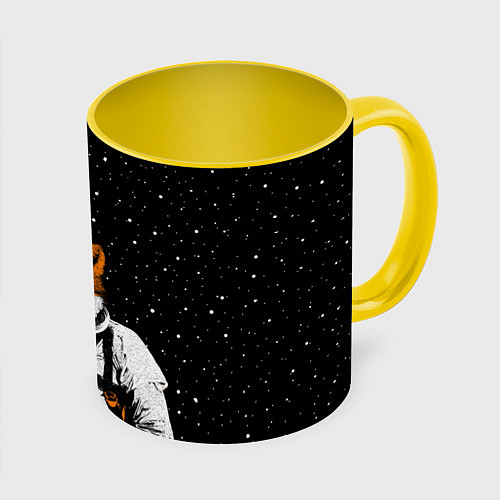 Кружка цветная Лис космонавт / 3D-Белый + желтый – фото 1