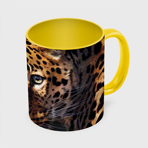 Кружка цветная Глаза леопарда / 3D-Белый + желтый – фото 1
