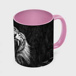 Кружка 3D Гнев тигра, цвет: 3D-белый + розовый