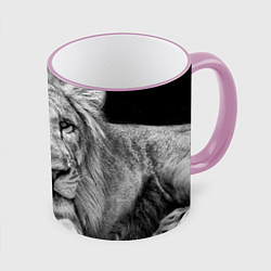 Кружка 3D Милый лев, цвет: 3D-розовый кант
