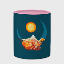 Кружка 3D Лиса под солнцем, цвет: 3D-белый + розовый — фото 2